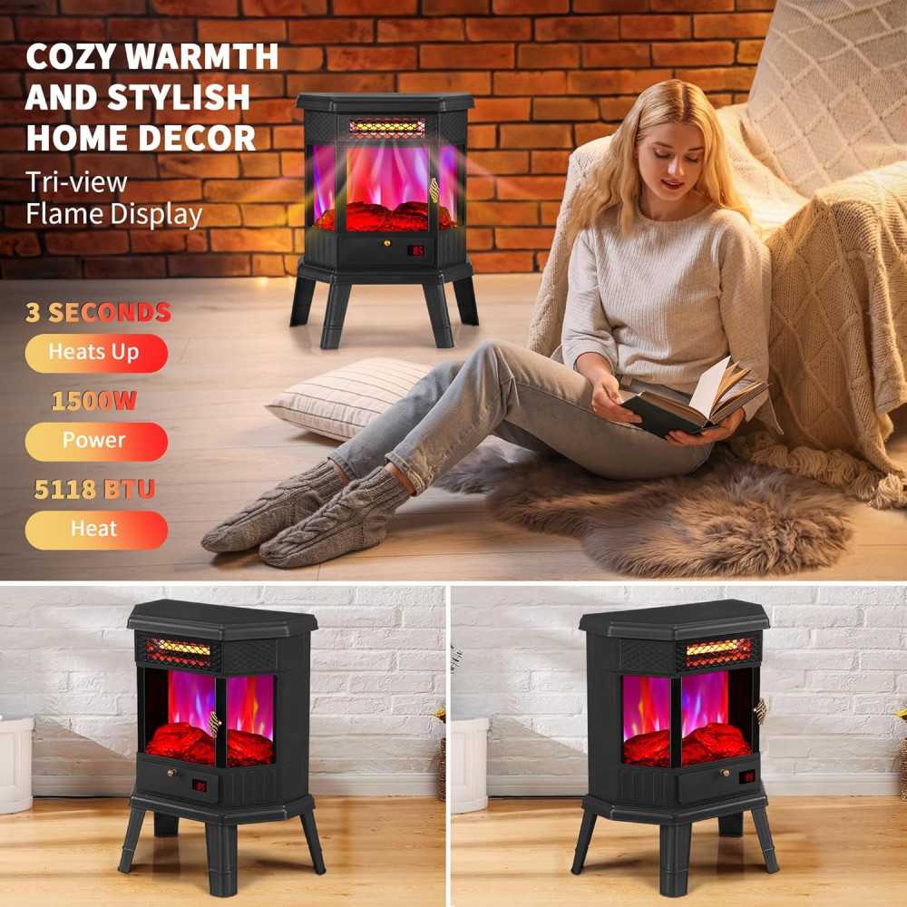 22 inch Electric Fireplace Stove featuring RealSmart Technology and 3D Flame Effect | TekChoice Electronics