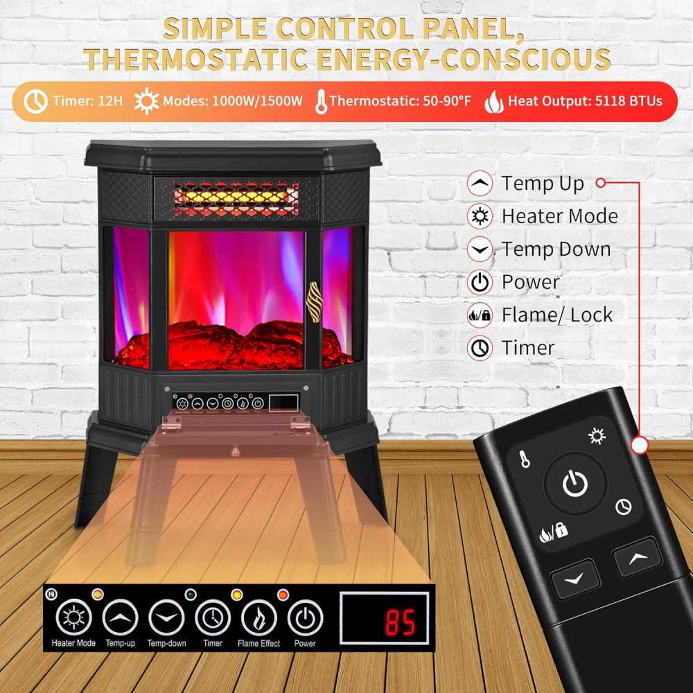 22 inch Electric Fireplace Stove featuring RealSmart Technology and 3D Flame Effect | TekChoice Electronics