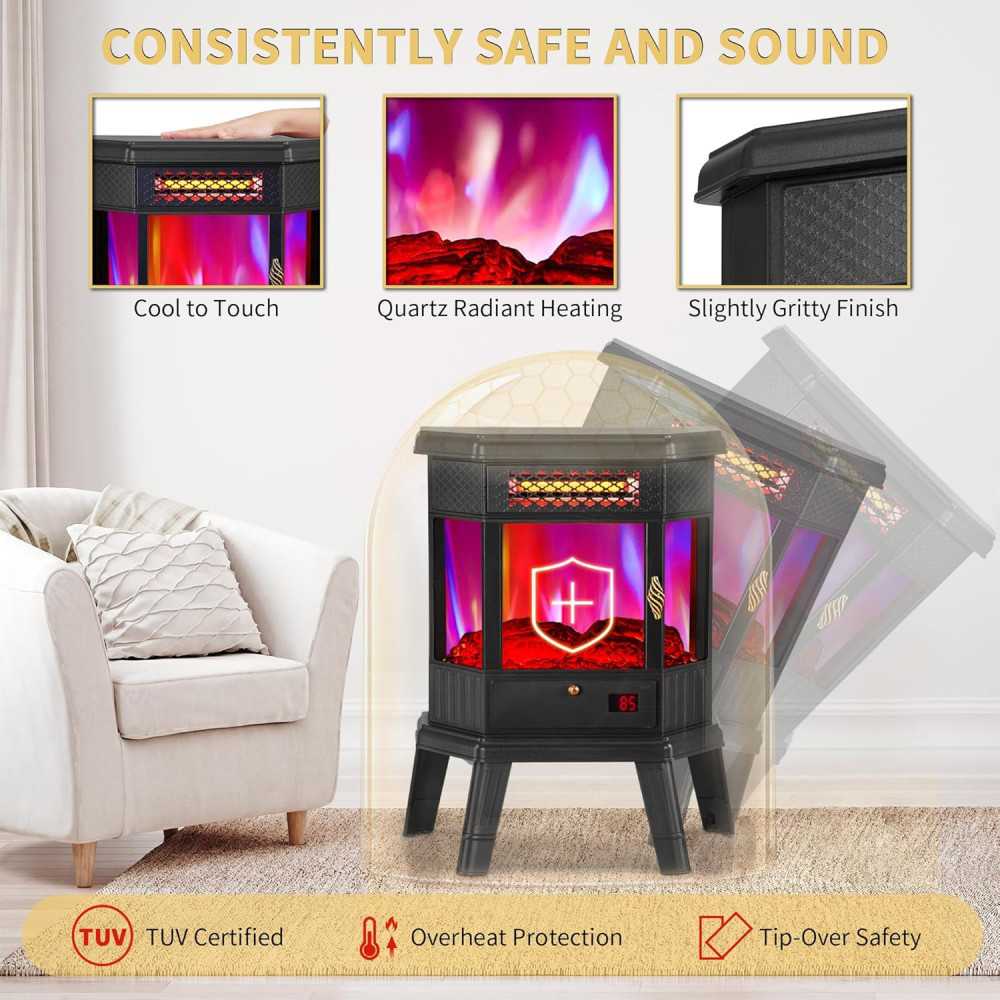 22 inch Electric Fireplace Stove featuring RealSmart Technology and 3D Flame Effect | TekChoice Electronics