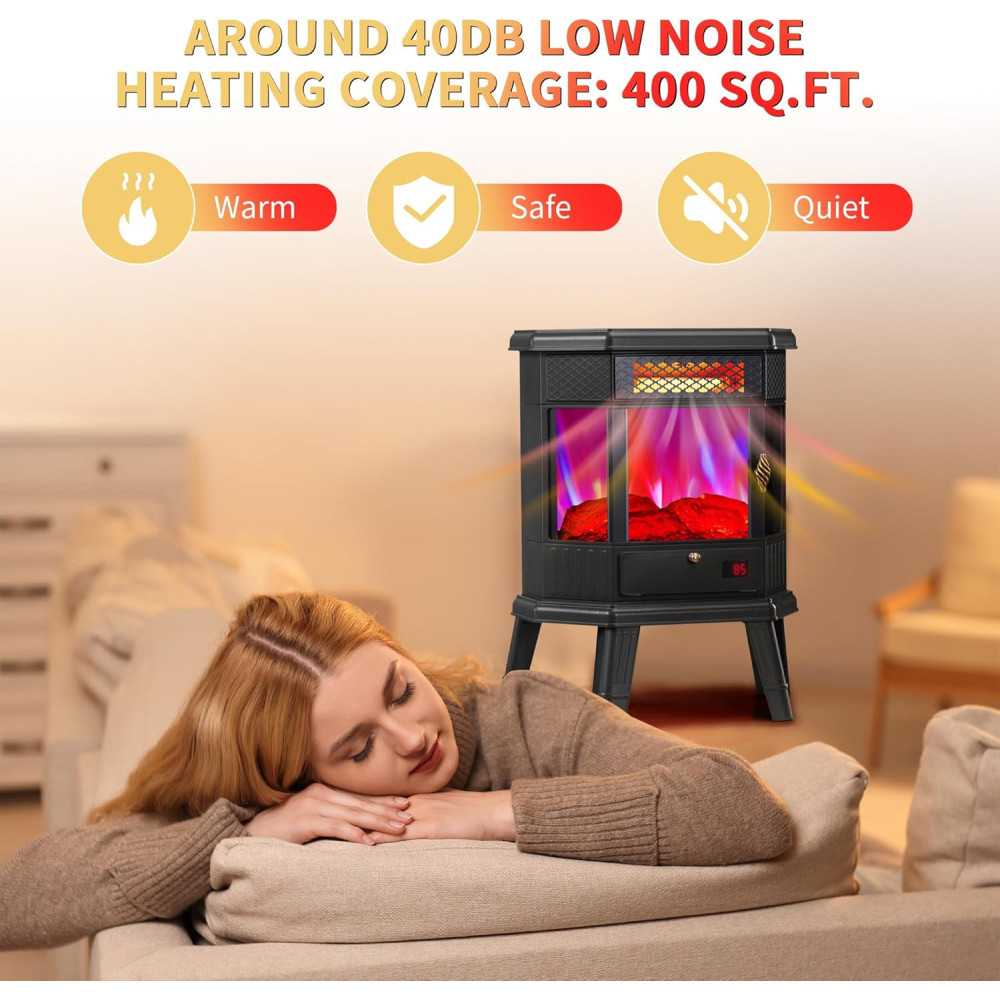 22 inch Electric Fireplace Stove featuring RealSmart Technology and 3D Flame Effect | TekChoice Electronics
