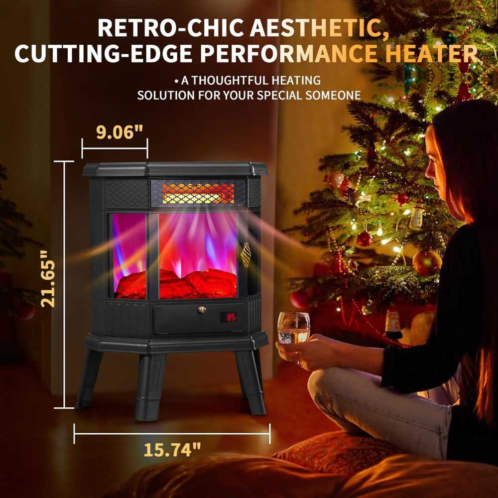 22 inch Electric Fireplace Stove featuring RealSmart Technology and 3D Flame Effect | TekChoice Electronics