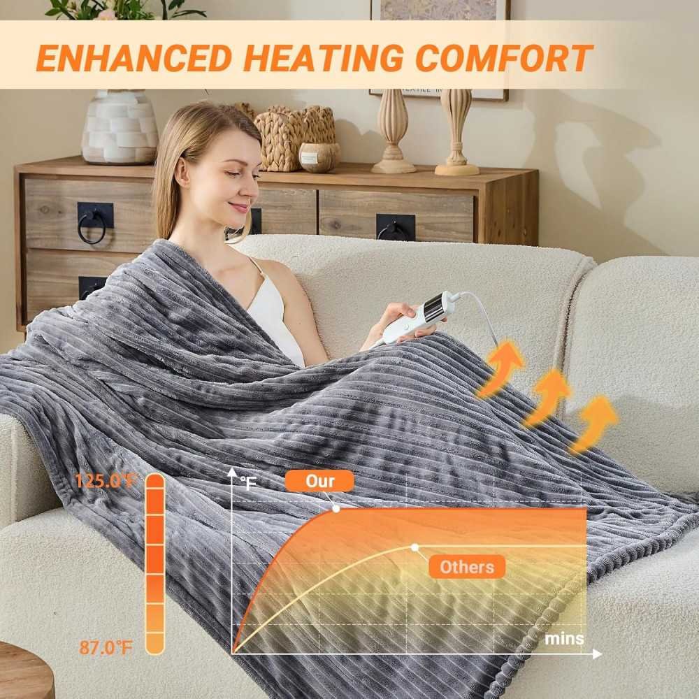 Electric Heated Throw Blanket for All-Day Warmth and Relaxation | TekChoice Electronics