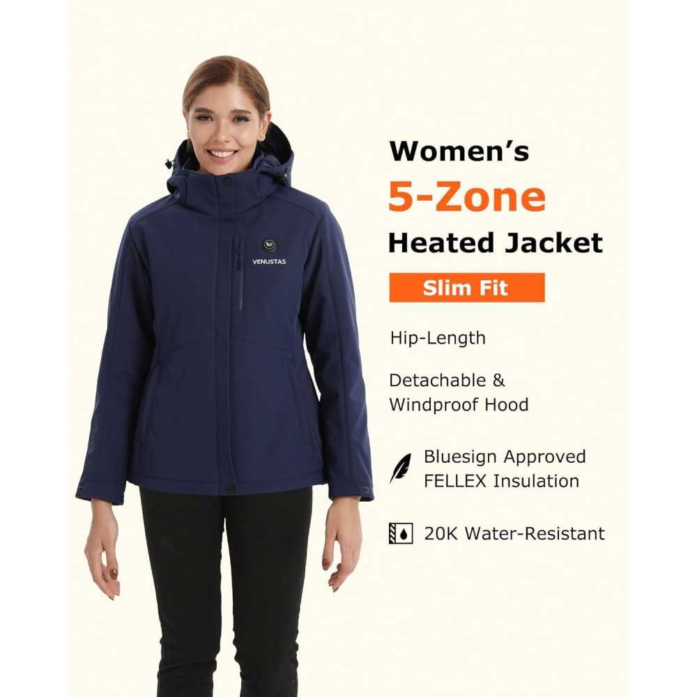 Slim Fit Heated Jacket with Windproof Insulation and Detachable Hood | TekChoice Electronics