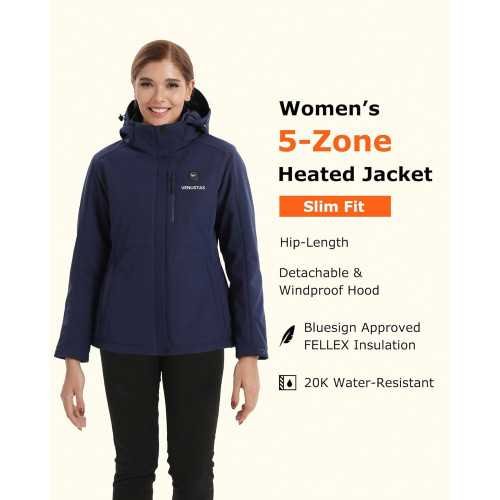 Slim Fit Heated Jacket with Windproof Insulation and Detachable Hood | TekChoice Electronics