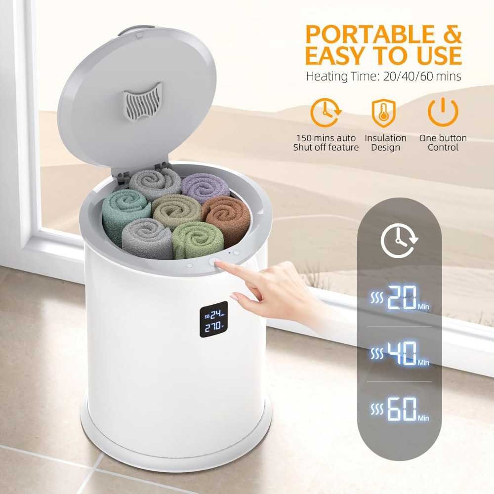 Large Towel Warmer with Timer and LED Display for a Spa-like Experience | TekChoice Electronics