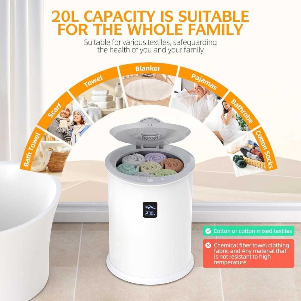 Large Towel Warmer with Timer and LED Display for a Spa-like Experience | TekChoice Electronics