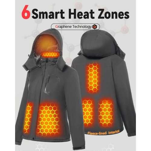 Graphene Heated Jacket for Women with Fur Lining and Long-Lasting Battery Power | TekChoice Electronics