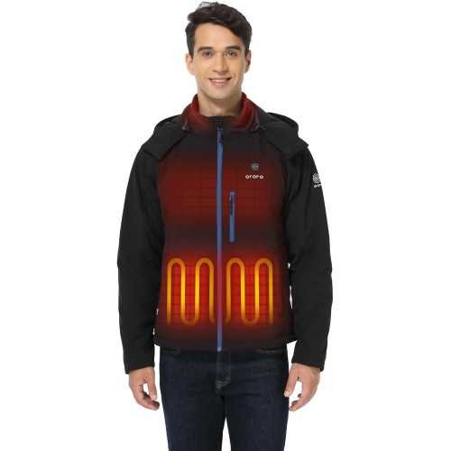 Men's Heated Jacket with 4 Heat Zones and Detachable Hood | TekChoice Electronics