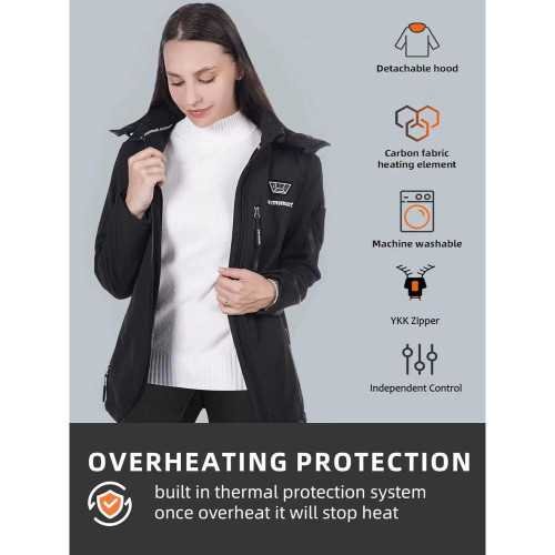 Women's Heated Jackets with Powerful Battery Packs and Detachable Hoods | TekChoice Electronics