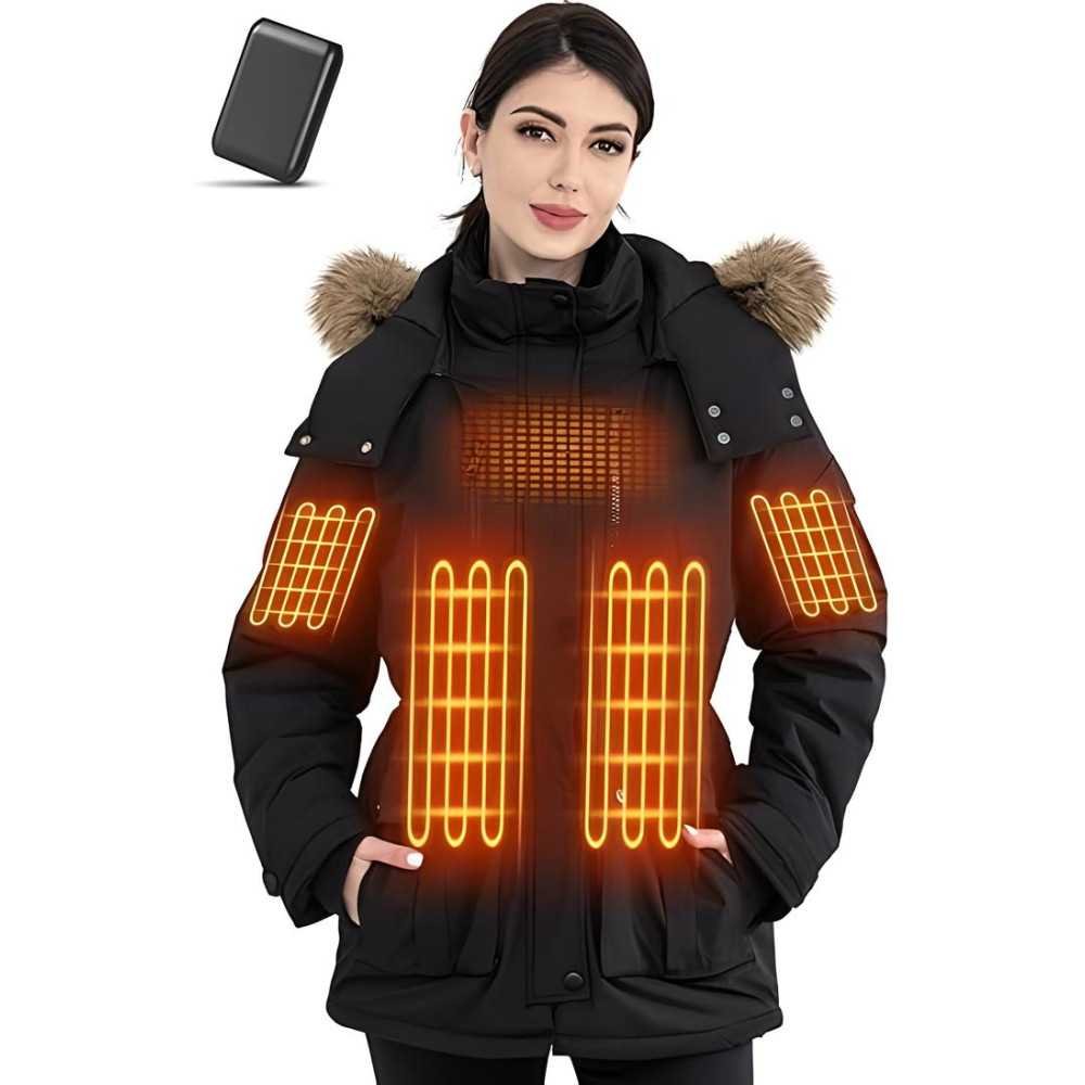 Waterproof Heated Jacket for Women with Long-Lasting Battery Power and Customizable Warmth Settings | TekChoice Electronics