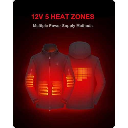 Men's Heated Jacket with Detachable Hood and 12V Battery Pack | TekChoice Electronics