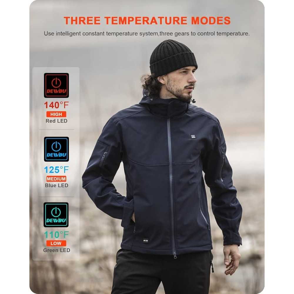 Men's Heated Jacket with Detachable Hood and 12V Battery Pack | TekChoice Electronics