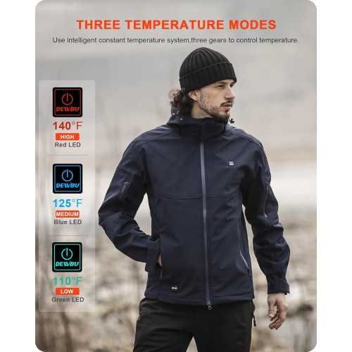 Men's Heated Jacket with Detachable Hood and 12V Battery Pack | TekChoice Electronics
