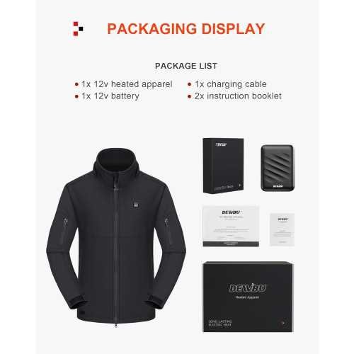Men's Heated Jacket with Detachable Hood and 12V Battery Pack | TekChoice Electronics