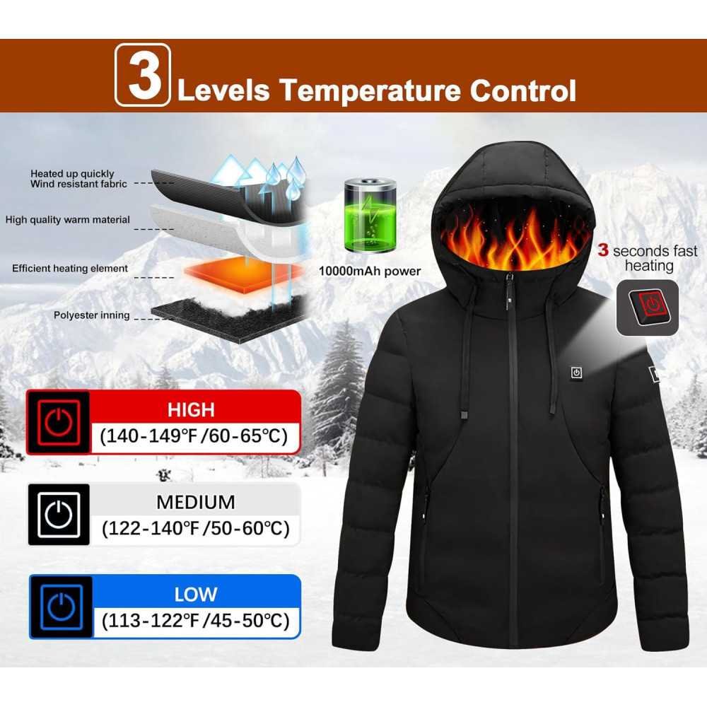 Electric Heated Jackets with Long-Lasting 10000mAh Battery Pack for Men and Women | TekChoice Electronics