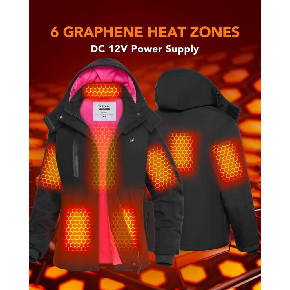 Graphene Heated Waterproof Jackets for Women - Powered by 18400mAh Battery Pack | TekChoice Electronics