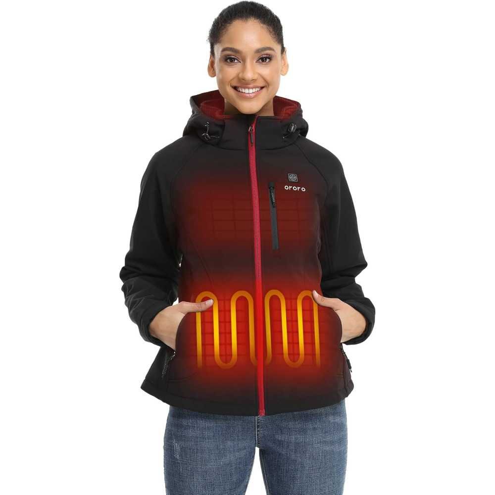 Women's Heated Jacket Featuring 4 Heat Zones & Heated Collar for Warmth | TekChoice Electronics