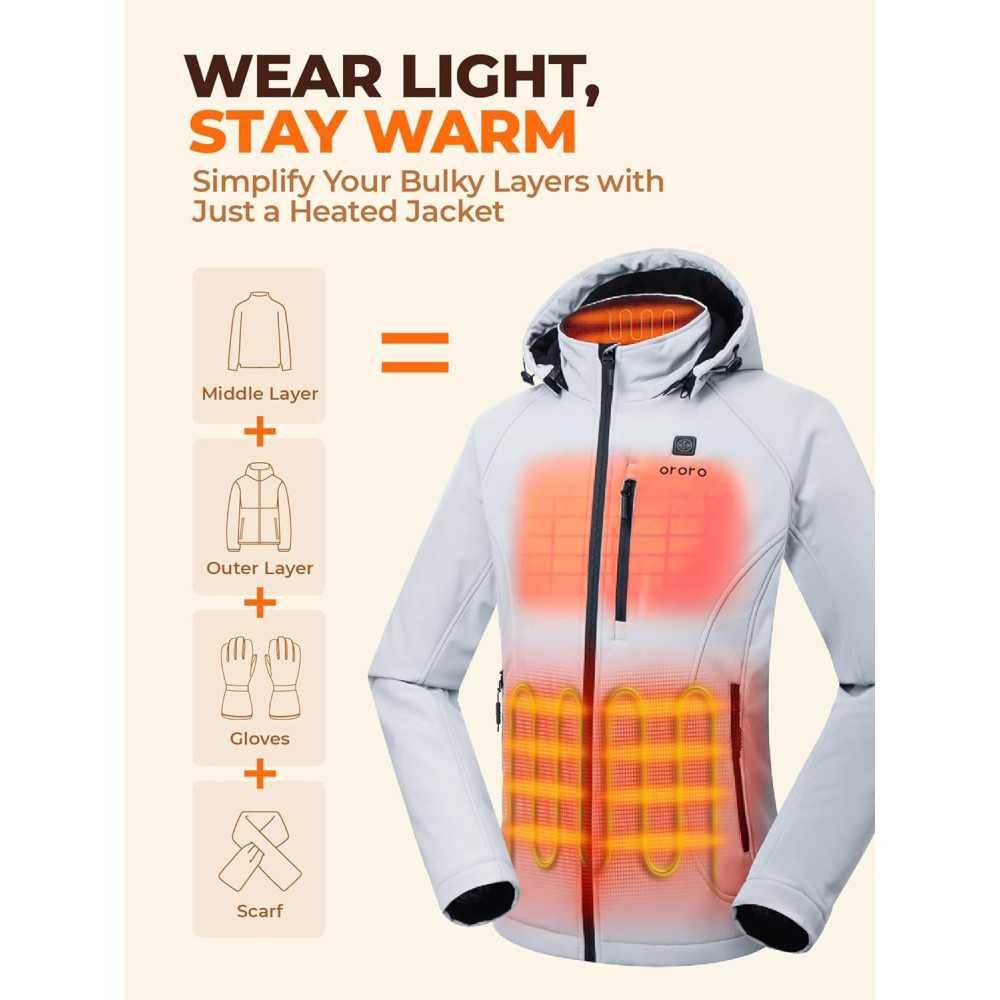 Women's Heated Jacket Featuring 4 Heat Zones & Heated Collar for Warmth | TekChoice Electronics