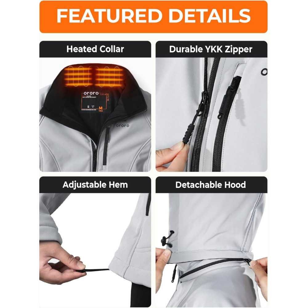 Women's Heated Jacket Featuring 4 Heat Zones & Heated Collar for Warmth | TekChoice Electronics