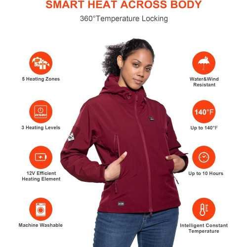 Electric Heated Jacket for Women with Portable 12V Battery Pack | TekChoice Electronics
