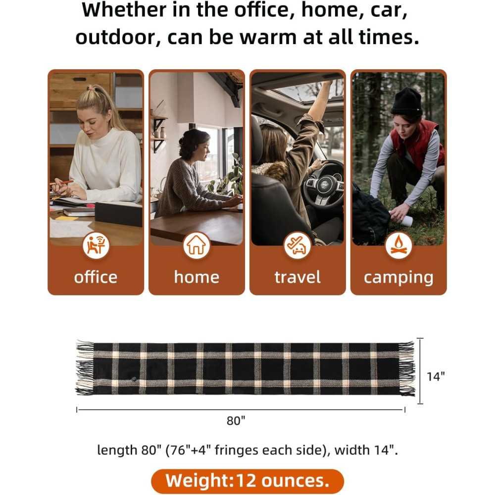 Heated Scarf with Adjustable Temperatures for Women and Men | TekChoice Electronics