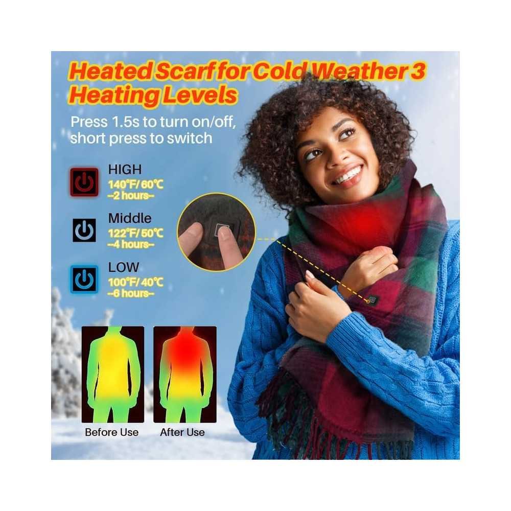 Unisex Rechargeable Heated Scarf with 5000mAh Battery | TekChoice Electronics