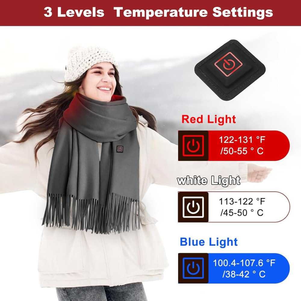 Rechargeable Electric Heated Scarf with 5000mAh Battery for Women and Men | TekChoice Electronics