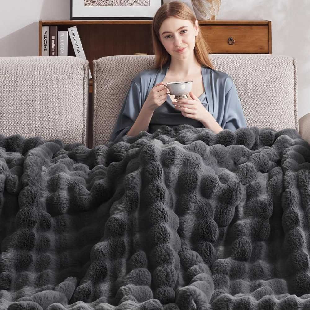 Plush Faux Rabbit Fur Electric Blanket | TekChoice Electronics