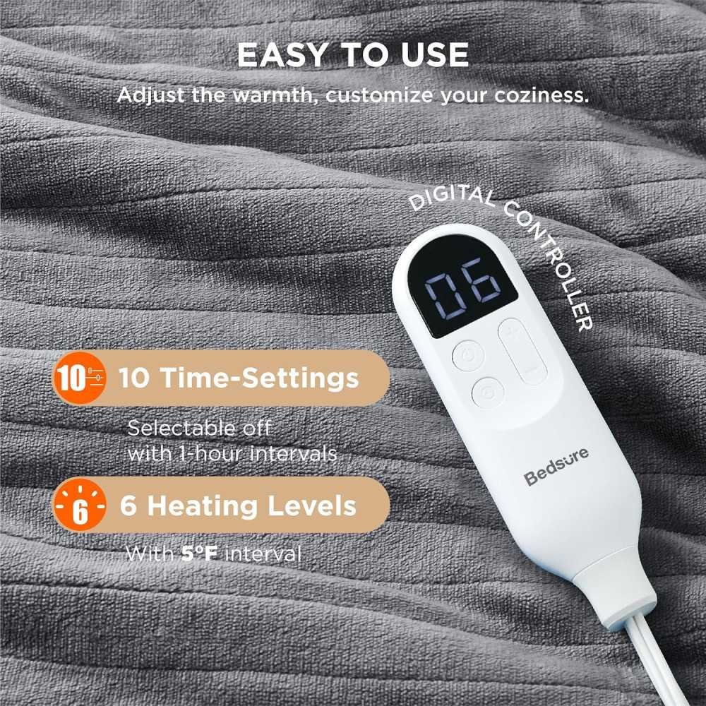 Electric Blanket with Dual Control and Timer Settings | TekChoice Electronics