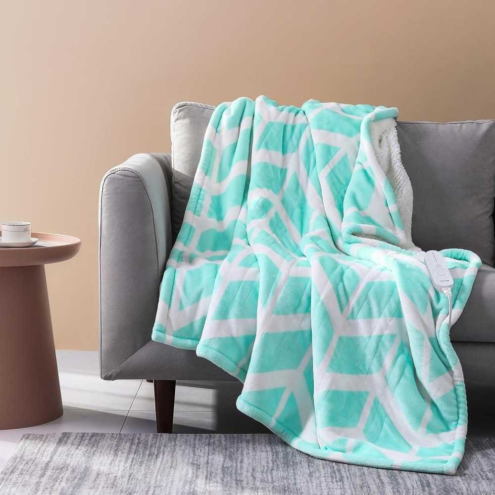 5 Heat Settings Sherpa Heated Throw Blanket for Winter Nights | TekChoice Electronics