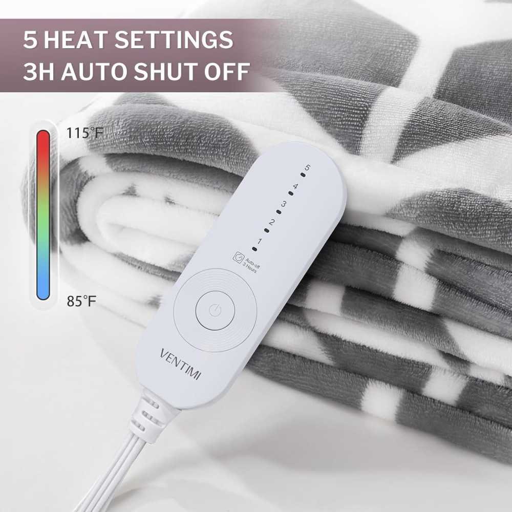 5 Heat Settings Sherpa Heated Throw Blanket for Winter Nights | TekChoice Electronics