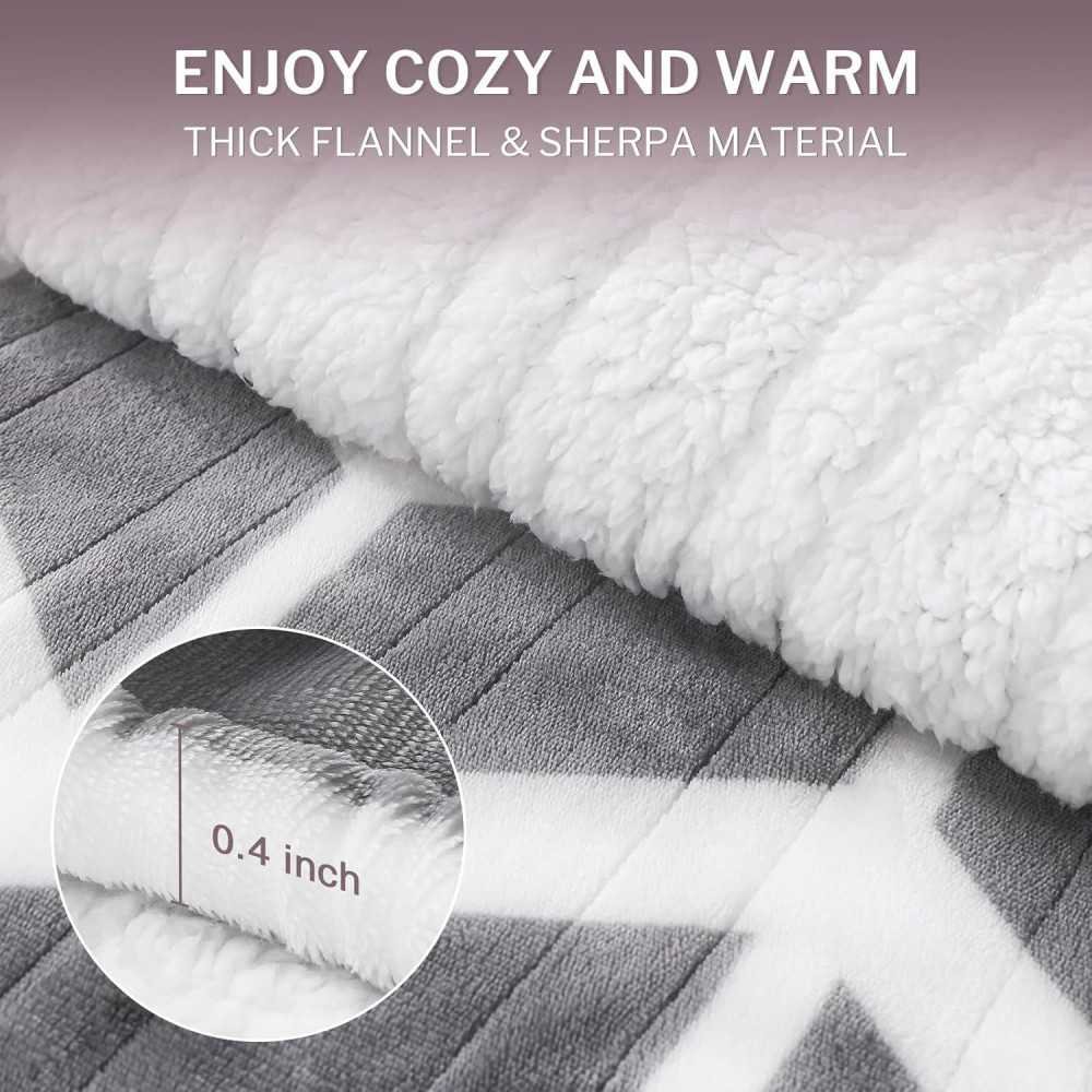 5 Heat Settings Sherpa Heated Throw Blanket for Winter Nights | TekChoice Electronics