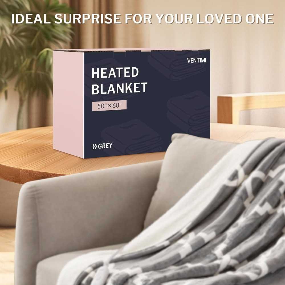 5 Heat Settings Sherpa Heated Throw Blanket for Winter Nights | TekChoice Electronics