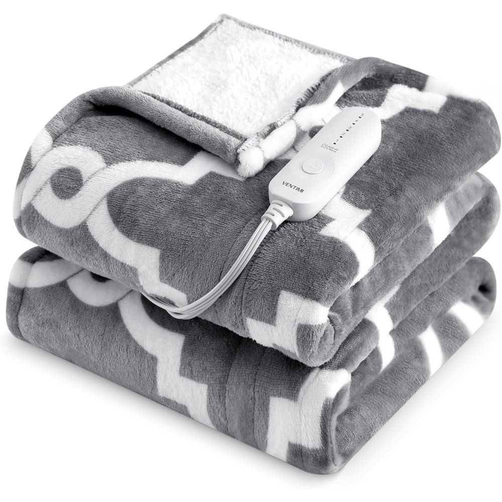 5 Heat Settings Sherpa Heated Throw Blanket for Winter Nights | TekChoice Electronics