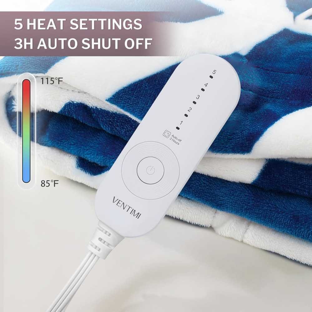 5 Heat Settings Sherpa Heated Throw Blanket for Winter Nights | TekChoice Electronics