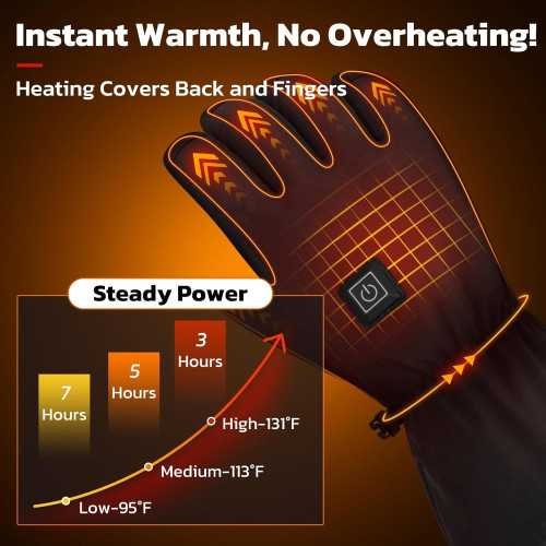 3000mAh Battery Heated Gloves for Snow Sports and Work | TekChoice Electronics