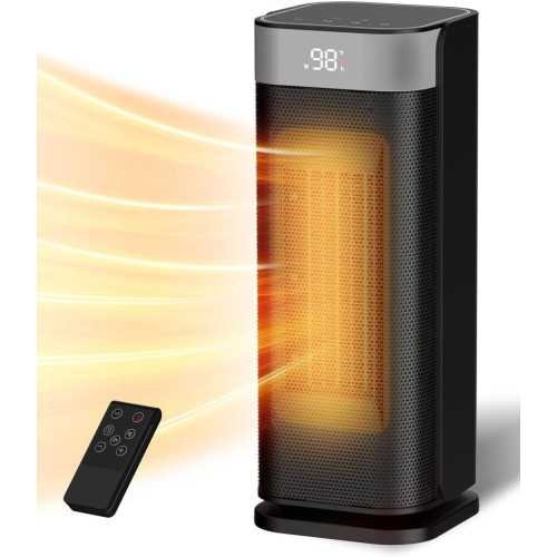 1500W Portable Ceramic Heater with Oscillation, Thermostat, and Remote for Efficient Room Heating | TekChoice Electronics