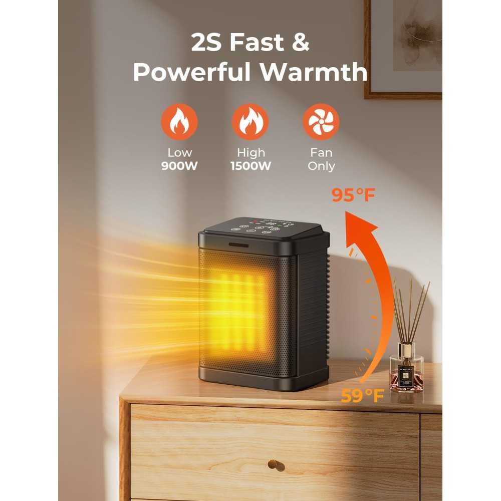 Portable Electric Space Heater with Digital Thermostat and Safety Features for Home or Office Use | TekChoice Electronics