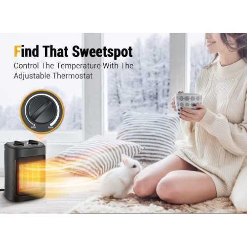 1500W Electric Heater with Thermostat for Bedroom, Office, and Indoor Spaces | TekChoice Electronics