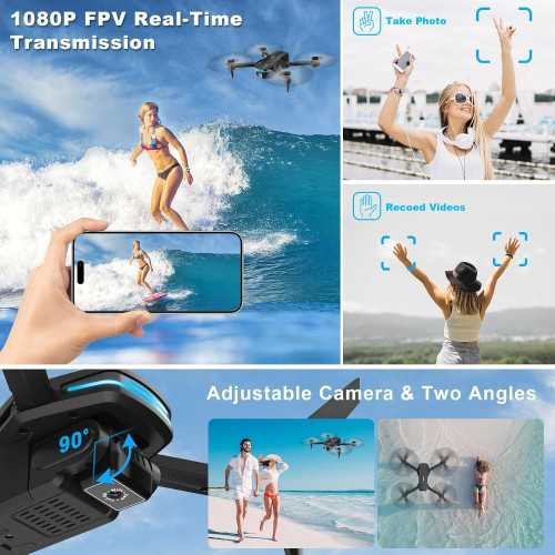 1080P HD FPV Foldable Drone with Voice Gesture Control and Special Features for Kids | TekChoice Electronics