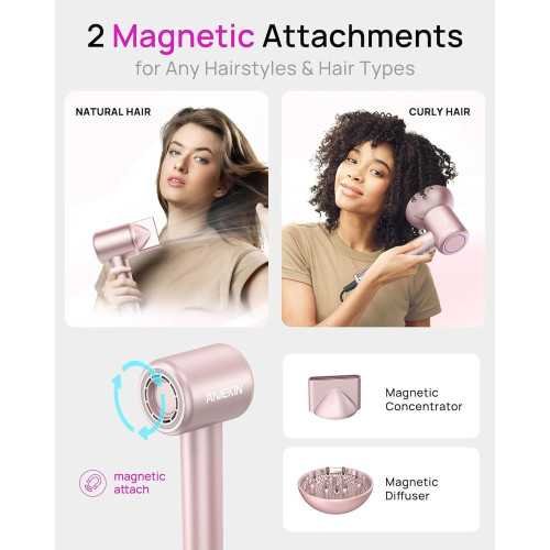 Ionic Blow Dryer for Fast & Gentle Drying at Home, Travel, or Salon with Magnetic Diffuser | TekChoice Electronics