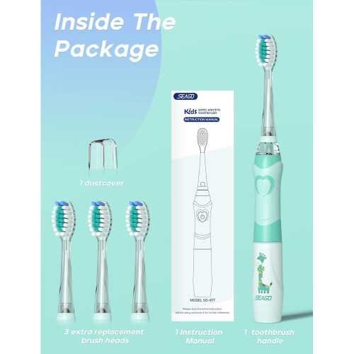 Kids Electric Toothbrush with 2 Mins Timer and 4 Replacement Bursh Heads | TekChoice Electronics