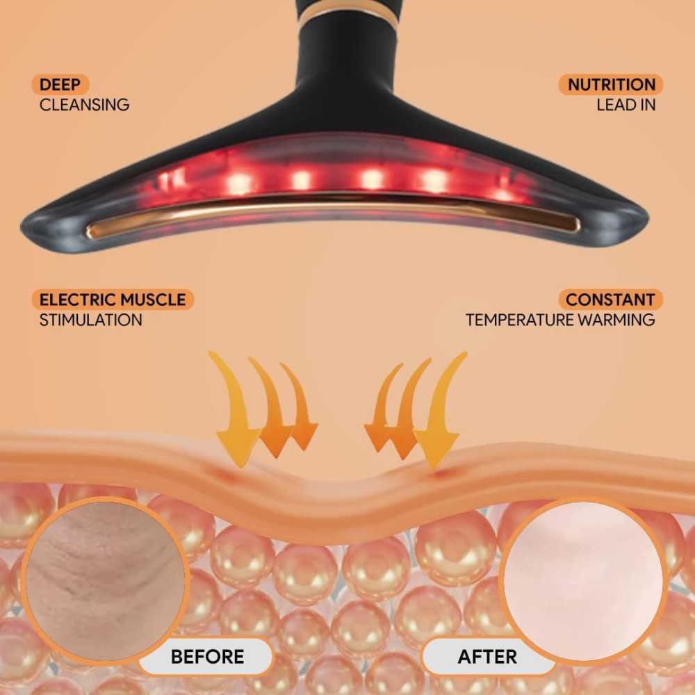 Triple-Threat Red Light Beauty Device Massager LED, Thermal, and Vibration Technologies for Radiant Skin on Face and Neck | TekChoice Electronics