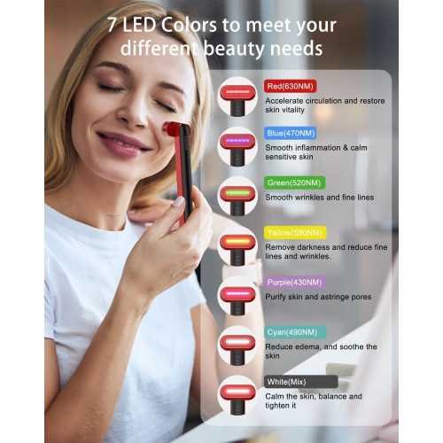 7 Colors LED Light Skincare Wand for Face, Neck, and Chin Rejuvenation at Home | TekChoice Electronics