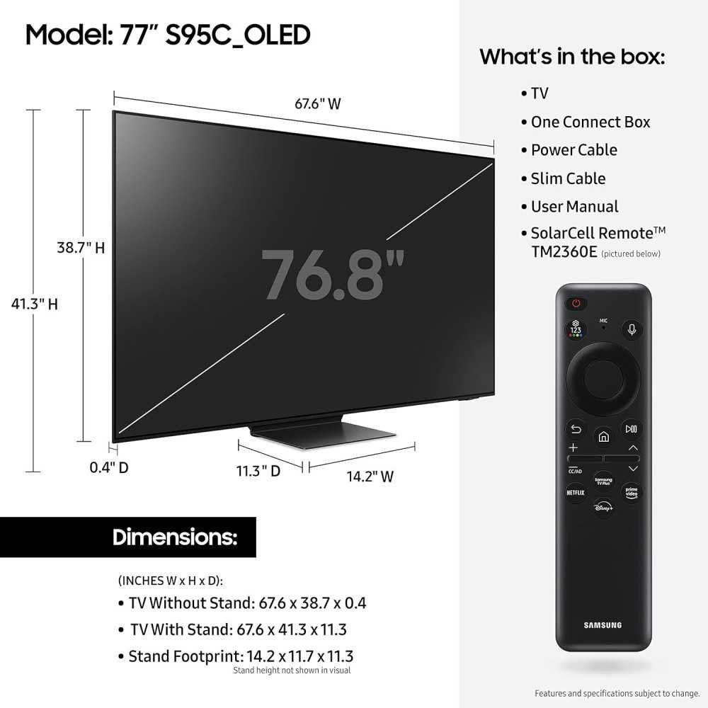 Samsung QN77S95C 4K Quantum HDR Smart TV w/ Dolby Atmos | TekChoice Electronics