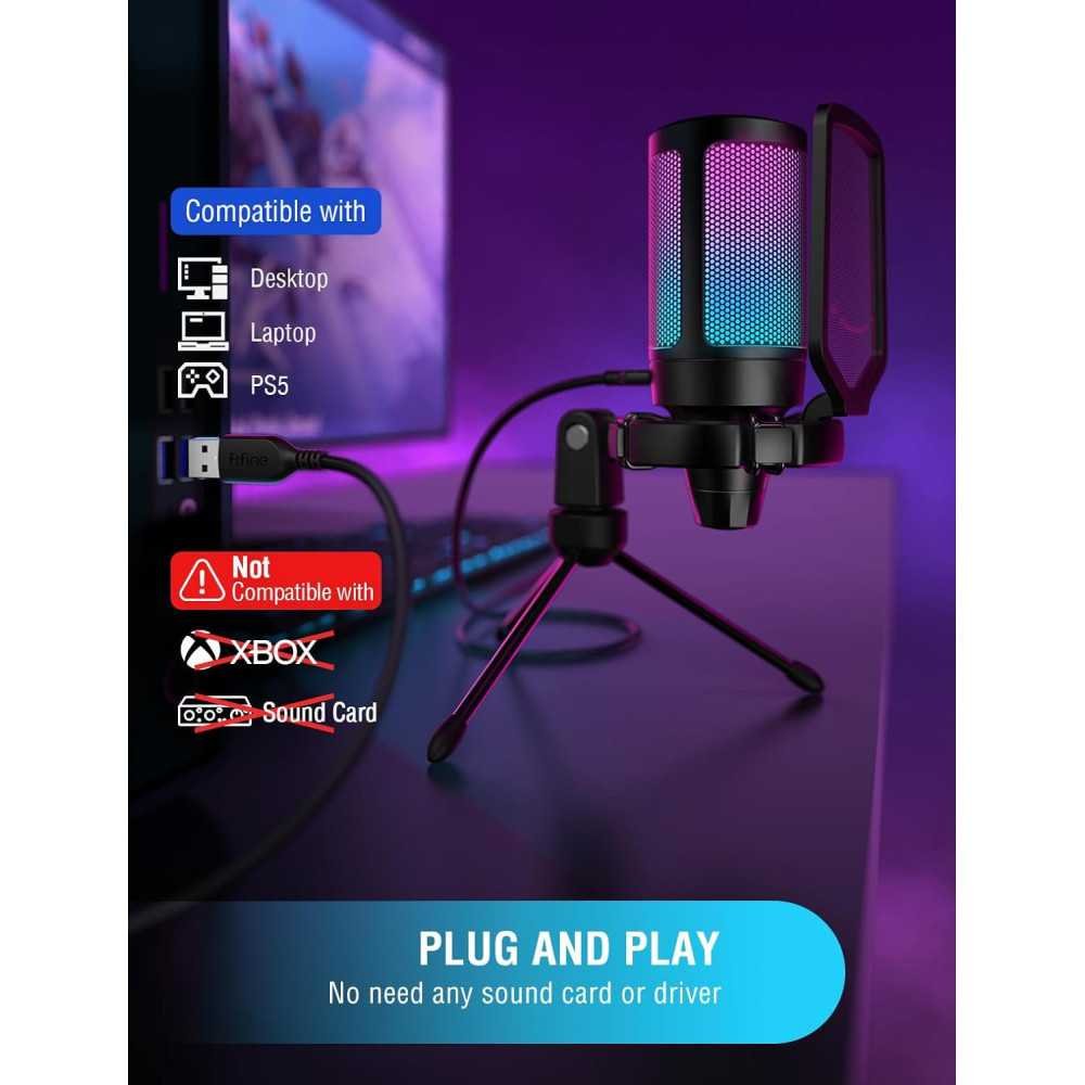 AmpliGame RGB USB Microphone for Gaming and Streaming | TekChoice Electronics