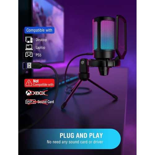 AmpliGame RGB USB Microphone for Gaming and Streaming | TekChoice Electronics