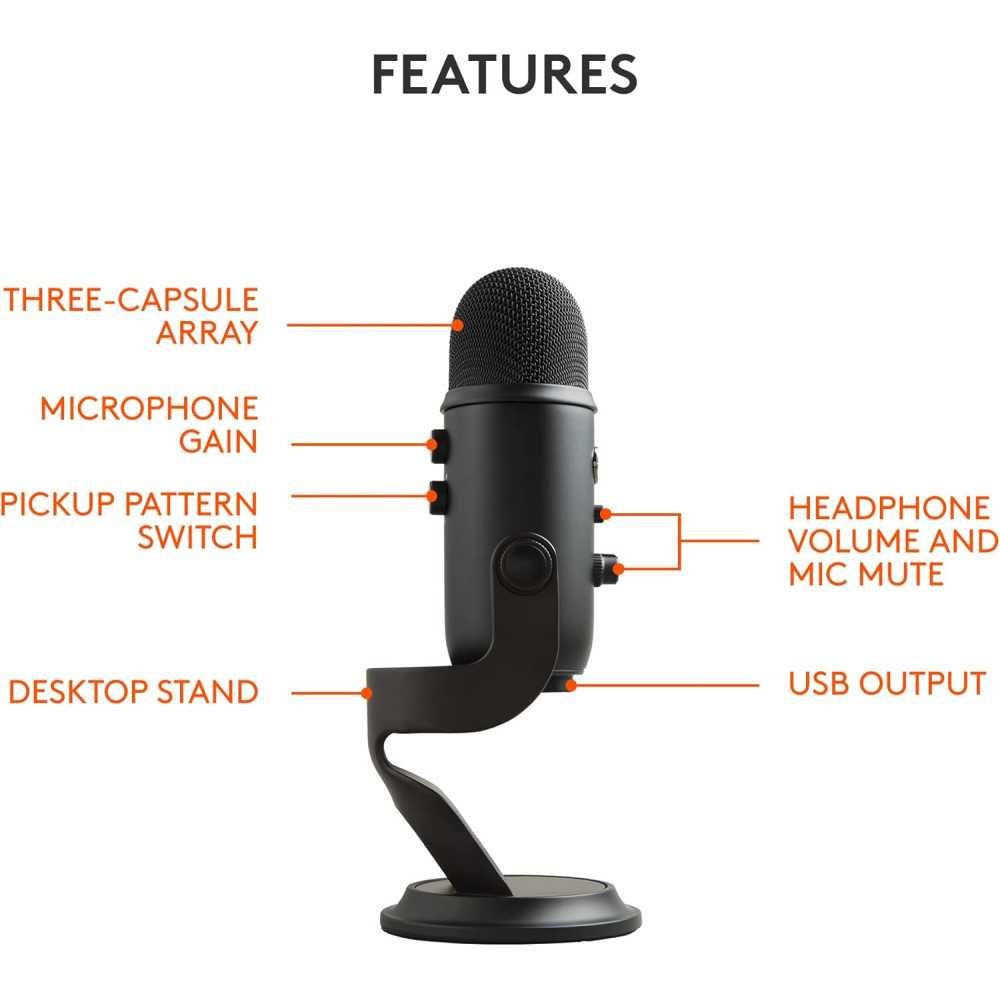 Yeti USB Microphone for Crystal Clear Recordings and Dynamic Streaming on PC and Mac | TekChoice Electronics