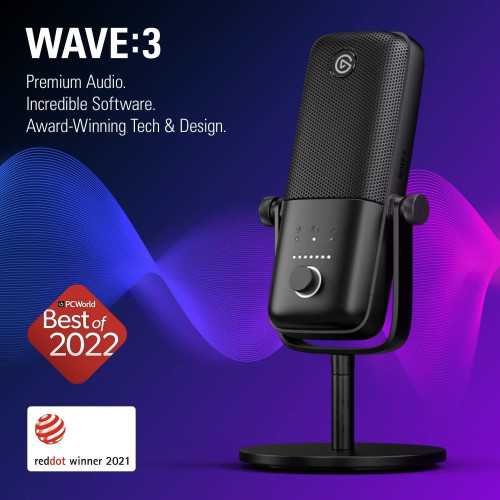 Wave 3 Premium USB Condenser Microphone - The Perfect Companion for Streaming, Podcasting, Gaming, and More | TekChoice Electronics