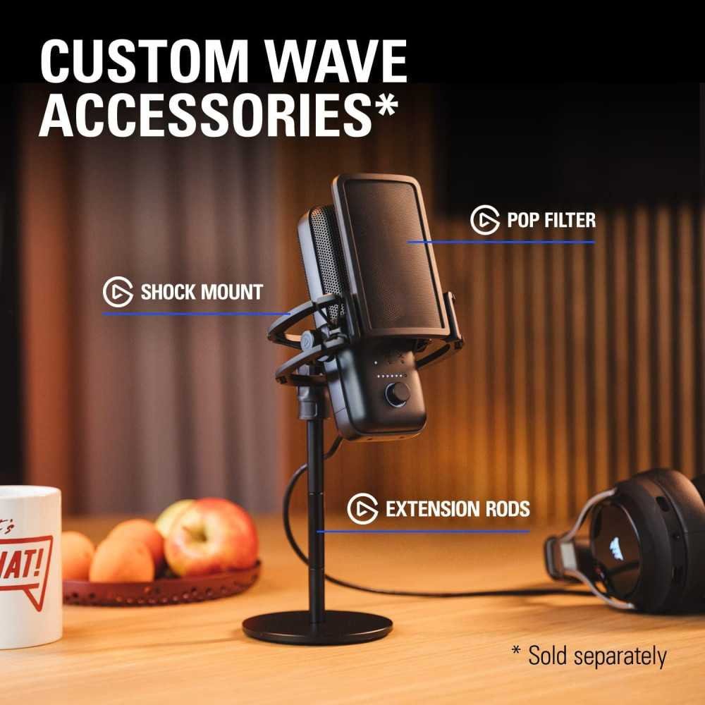 Wave 3 Premium USB Condenser Microphone - The Perfect Companion for Streaming, Podcasting, Gaming, and More | TekChoice Electronics